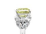 White gold Fancy Yellow Princess  Diamond Cluster Leaf Design Ring with Prong Setting_5