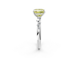 White gold Fancy Yellow Princess  Diamond Cluster Prong-Set Solitaire Ring_2