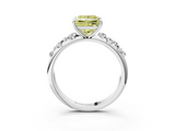 White gold Fancy Yellow Princess  Diamond Cluster Prong-Set Solitaire Ring_3