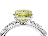 White gold Fancy Yellow Princess  Diamond Cluster Prong-Set Solitaire Ring_4