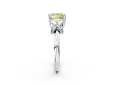 White gold Fancy Yellow Princess  Diamond Floral Cluster Ring with Solitaire Band and Prong Setting_2