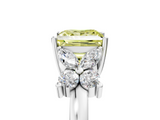White gold Fancy Yellow Princess  Diamond Floral Cluster Ring with Solitaire Band and Prong Setting_5