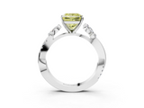 White gold Fancy Yellow Princess  Diamond Floral Vine Solitaire Engagement Ring_3