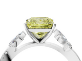 White gold Fancy Yellow Princess  Diamond Floral Vine Solitaire Engagement Ring_4