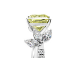 White gold Fancy Yellow Princess  Diamond Floral Vine Solitaire Engagement Ring_5