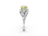 White gold Fancy Yellow Princess  Diamond Halo Ring with Marquise and Pavé Band in Prong Setting_2
