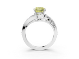 White gold Fancy Yellow Princess  Diamond Halo Ring with Marquise and Pavé Band in Prong Setting_3