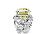 White gold Fancy Yellow Princess  Diamond Halo Ring with Marquise and Pavé Band in Prong Setting_5
