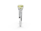 White gold Fancy Yellow Princess  Diamond Pavé Band Solitaire Ring with Four-Prong Setting_30