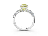 White gold Fancy Yellow Princess  Diamond Pavé Band Solitaire Ring with Four-Prong Setting_32