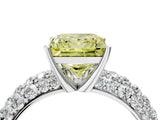 White gold Fancy Yellow Princess  Diamond Pavé Band Solitaire Ring with Four-Prong Setting_33