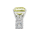 White gold Fancy Yellow Princess  Diamond Pavé Band Solitaire Ring with Four-Prong Setting_34