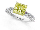 White gold Fancy Yellow Princess  Diamond Pavé Band Solitaire with Four-Prong Setting_1