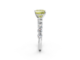 White gold Fancy Yellow Princess  Diamond Pavé Band Solitaire with Four-Prong Setting_2