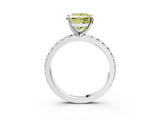 White gold Fancy Yellow Princess  Diamond Pavé Band Solitaire with Four-Prong Setting_3