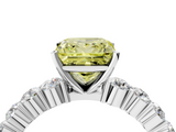 White gold Fancy Yellow Princess  Diamond Pavé Band Solitaire with Four-Prong Setting_4