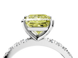 White gold Fancy Yellow Princess  Diamond Pavé Band Solitaire with Four-Prong Setting_4
