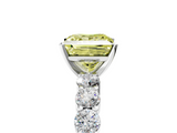 White gold Fancy Yellow Princess  Diamond Pavé Band Solitaire with Four-Prong Setting_5