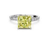 White gold Fancy Yellow Princess  Diamond Pavé Band with Six-Prong Setting_27
