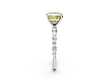 White gold Fancy Yellow Princess  Diamond Prong Set Engagement Ring with Pave Band_2
