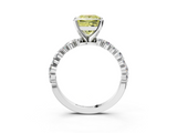 White gold Fancy Yellow Princess  Diamond Prong Set Engagement Ring with Pave Band_3