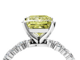 White gold Fancy Yellow Princess  Diamond Prong Set Engagement Ring with Pave Band_4