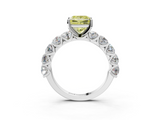 White gold Fancy Yellow Princess  Diamond Prong Setting with Side Stones on a Pave Band_3