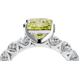 White gold Fancy Yellow Princess  Diamond Prong Setting with Side Stones on a Pave Band_4