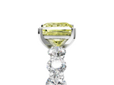 White gold Fancy Yellow Princess  Diamond Prong Setting with Side Stones on a Pave Band_5