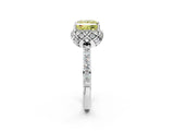 White gold Fancy Yellow Princess  Diamond Solitaire Ring with Shared Prong Pavé Band_15