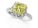 White gold Fancy Yellow Princess  Diamond Solitaire Ring with Shared Prong Pavé Band_30