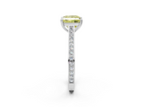 White gold Fancy Yellow Princess  Diamond Solitaire with Pave Band and Six-Prong Setting_2