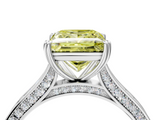 White gold Fancy Yellow Princess  Diamond Solitaire with Pave Band and Six-Prong Setting_4