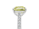 White gold Fancy Yellow Princess  Diamond Solitaire with Pave Band and Six-Prong Setting_5