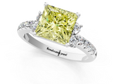 White gold Fancy Yellow Princess  Diamond Three-Stone Pave Band with Four-Prong Setting_1