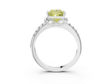 White gold Fancy Yellow Princess  Diamond Three-Stone Pave Band with Four-Prong Setting_3
