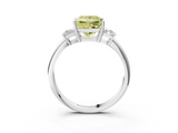 White gold Fancy Yellow Princess  Diamond Three-Stone Ring with Trapezoid Side Stones and Prong Setting_3