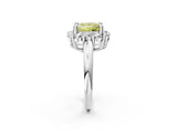White gold Fancy Yellow Princess  Halo Cluster Diamond Engagement Ring with Prong Setting and Polished Band_54