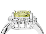 White gold Fancy Yellow Princess  Halo Cluster Diamond Engagement Ring with Prong Setting and Polished Band_67