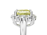 White gold Fancy Yellow Princess  Halo Cluster Diamond Engagement Ring with Prong Setting and Polished Band_68