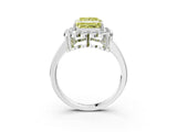 White gold Fancy Yellow Princess  Halo Cluster Diamond Engagement Ring with Solitaire Band and Prong Setting_50