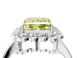 White gold Fancy Yellow Princess  Halo Cluster Diamond Engagement Ring with Solitaire Band and Prong Setting_51
