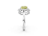 White gold Fancy Yellow Princess  Halo Cluster Diamond Engagement Ring with Solitaire Band and Prong Setting_54