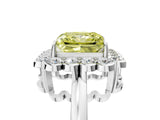 White gold Fancy Yellow Princess  Halo Cluster Diamond Engagement Ring with Solitaire Band and Prong Setting_57