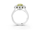 White gold Fancy Yellow Princess  Halo Diamond Cluster Engagement Ring with Milgrain Bezel Setting and Solitaire Band_78