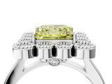White gold Fancy Yellow Princess  Halo Diamond Cluster Engagement Ring with Milgrain Bezel Setting and Solitaire Band_79