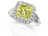 White gold Fancy Yellow Princess  Halo Diamond Engagement Ring with Filigree Band and Four-Prong Setting_106