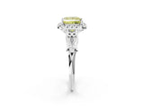 White gold Fancy Yellow Princess  Halo Diamond Engagement Ring with Filigree Band and Four-Prong Setting_107