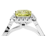 White gold Fancy Yellow Princess  Halo Diamond Engagement Ring with Filigree Band and Four-Prong Setting_109