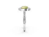 White gold Fancy Yellow Princess  Halo Diamond Engagement Ring with Milgrain Band and Four-Prong Setting_31